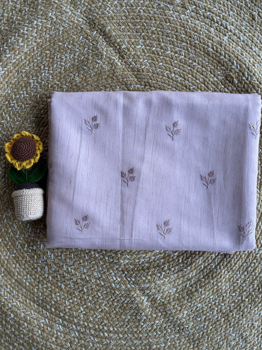 Pink Linen Saree with Sheer Floral Organza Pallu